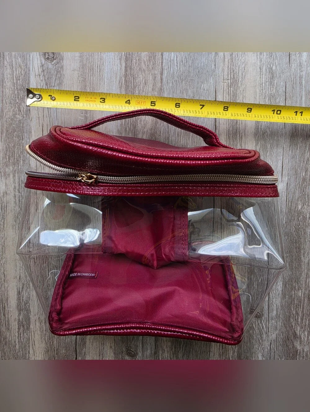 Lancome Red & Clear Makeup Bag / Cosmetic Bag with Top Handle NWT